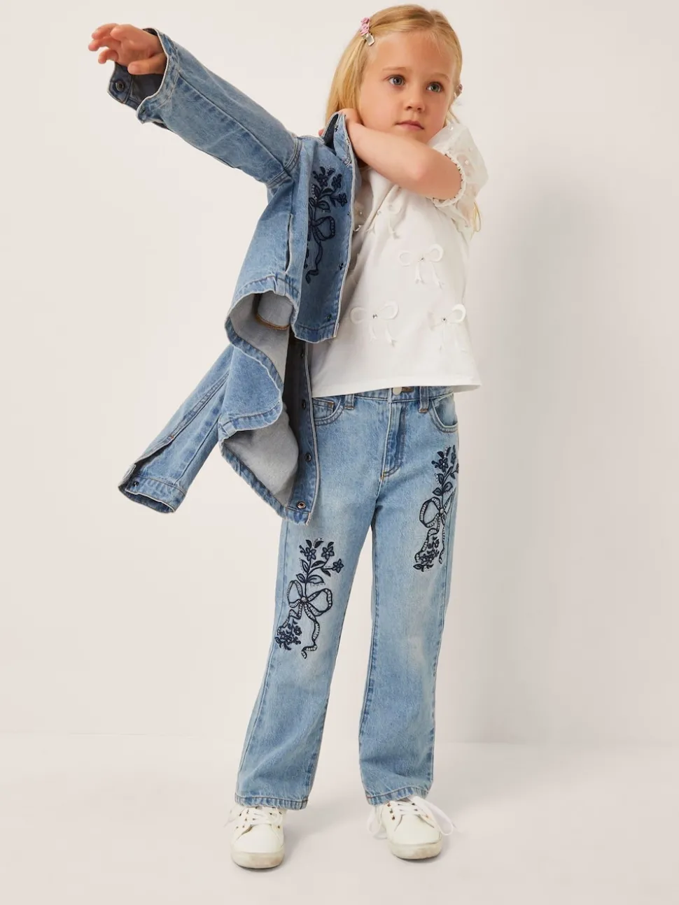 Monsoon Blue Bow Embroidered Jeans