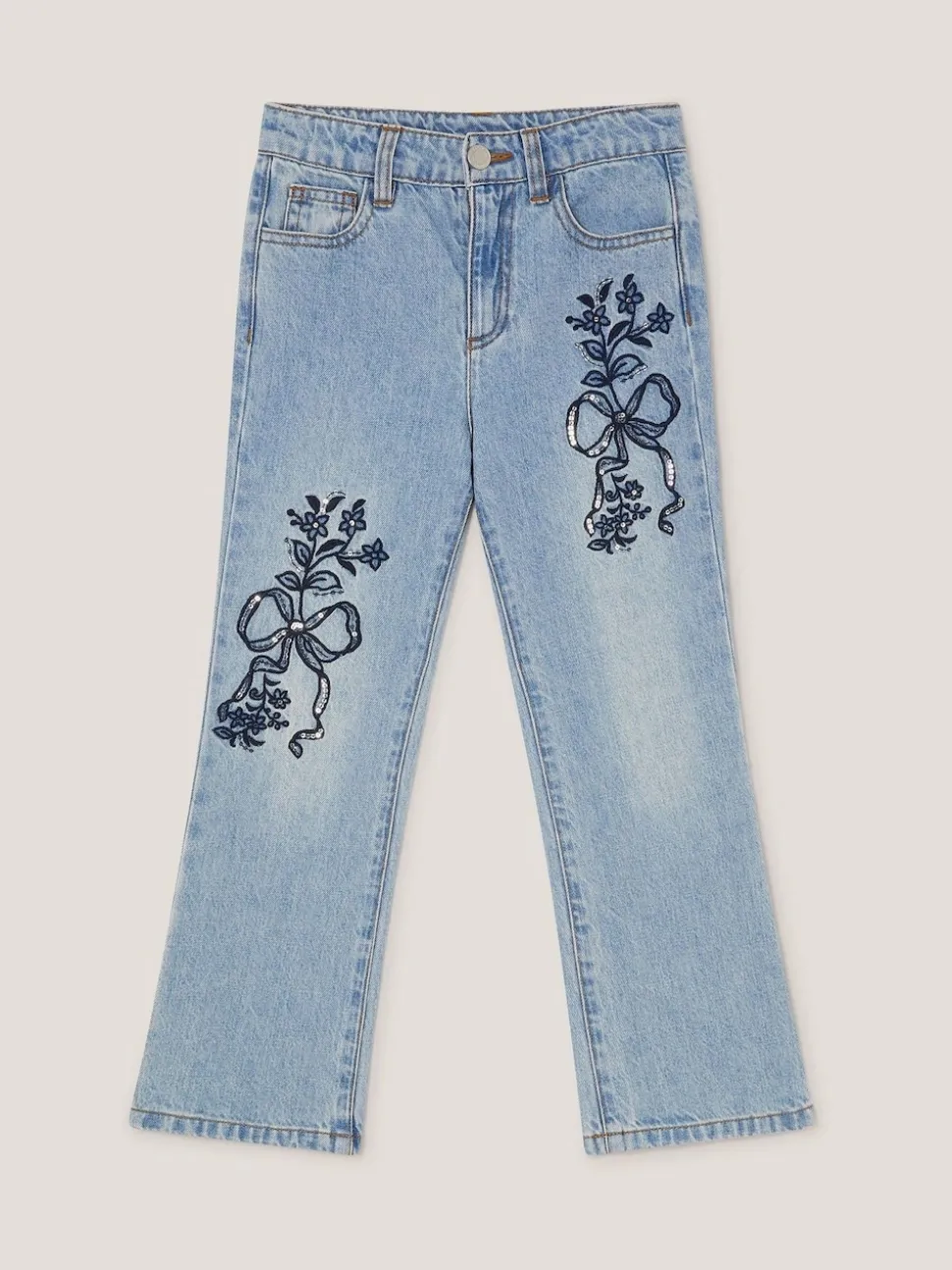 Monsoon Blue Bow Embroidered Jeans
