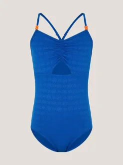 Monsoon Blue Broderie Cut Out Swimsuit