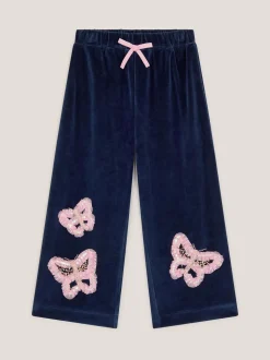 Monsoon Blue Butterfly Embellished Wide Leg Trousers