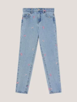 Monsoon Blue Butterfly Embroidered Straight Leg Jeans