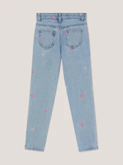 Monsoon Blue Butterfly Embroidered Straight Leg Jeans