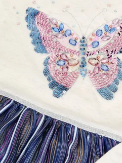 Monsoon Blue Butterfly Sequin Disco Dress
