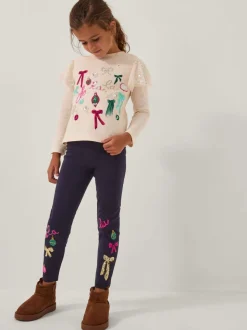 Monsoon Blue Christmas Sequin Leggings