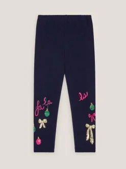 Monsoon Blue Christmas Sequin Leggings