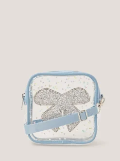 Monsoon Blue Clear Bow Confetti Cross-Body Bag