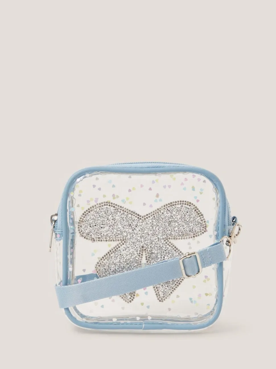Monsoon Blue Clear Bow Confetti Cross-Body Bag