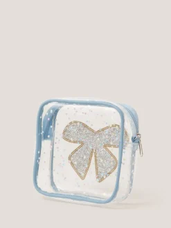 Monsoon Blue Clear Bow Confetti Cross-Body Bag