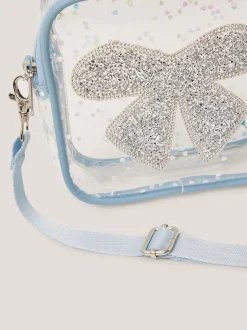 Monsoon Blue Clear Bow Confetti Cross-Body Bag