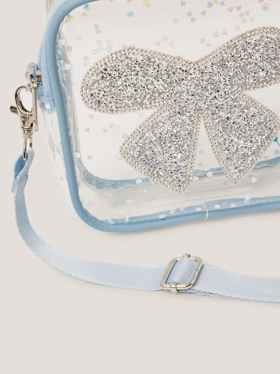 Monsoon Blue Clear Bow Confetti Cross-Body Bag