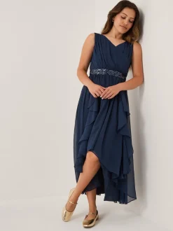 Monsoon Blue Clemmie Sequin Chiffon Prom Dress