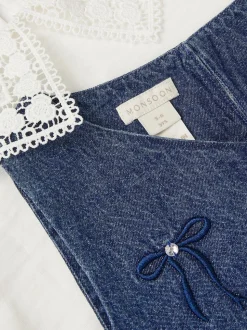 Monsoon Blue Collar Top & Chambray Bow Dress Set