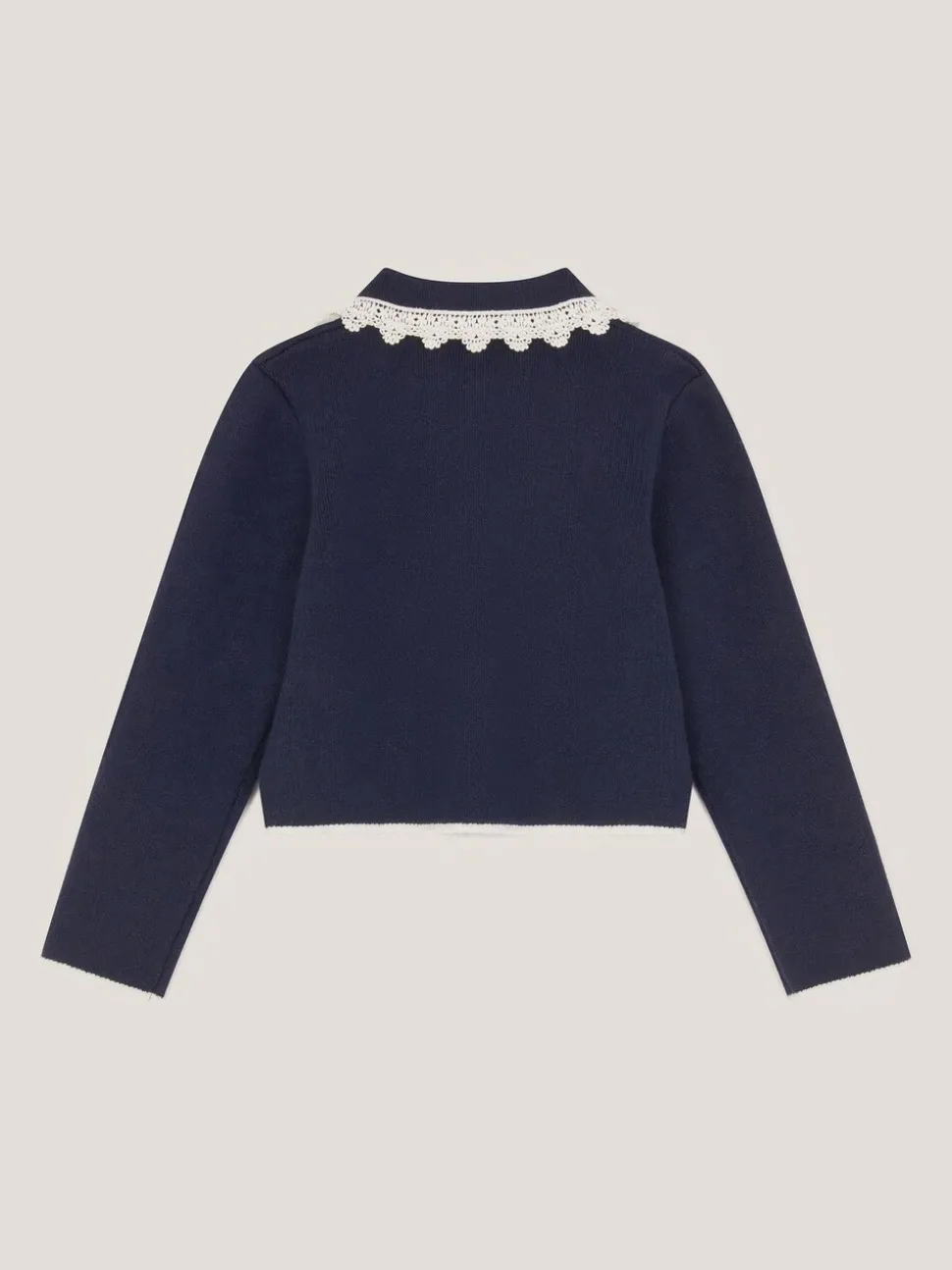 Monsoon Blue Crochet Collar Cardigan