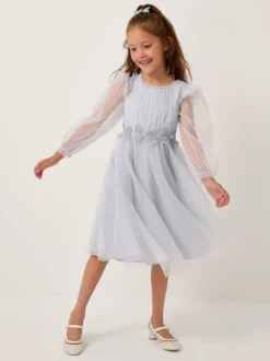Monsoon Blue Dahlia Bow Embellished Tulle Party Dress