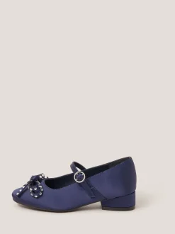 Monsoon Blue Diamante Bow Ballet Heels