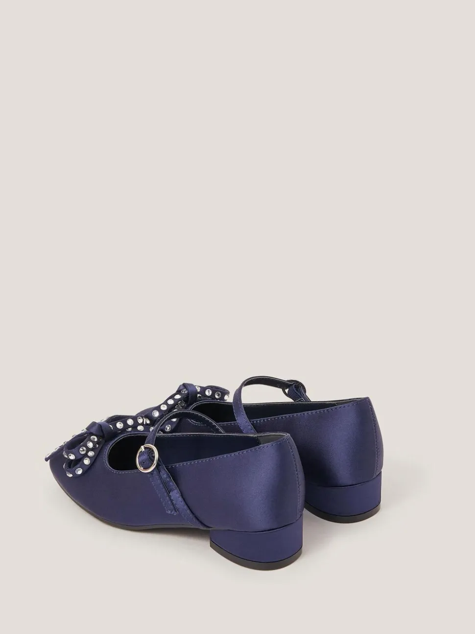 Monsoon Blue Diamante Bow Ballet Heels