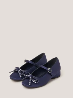 Monsoon Blue Diamante Bow Ballet Heels