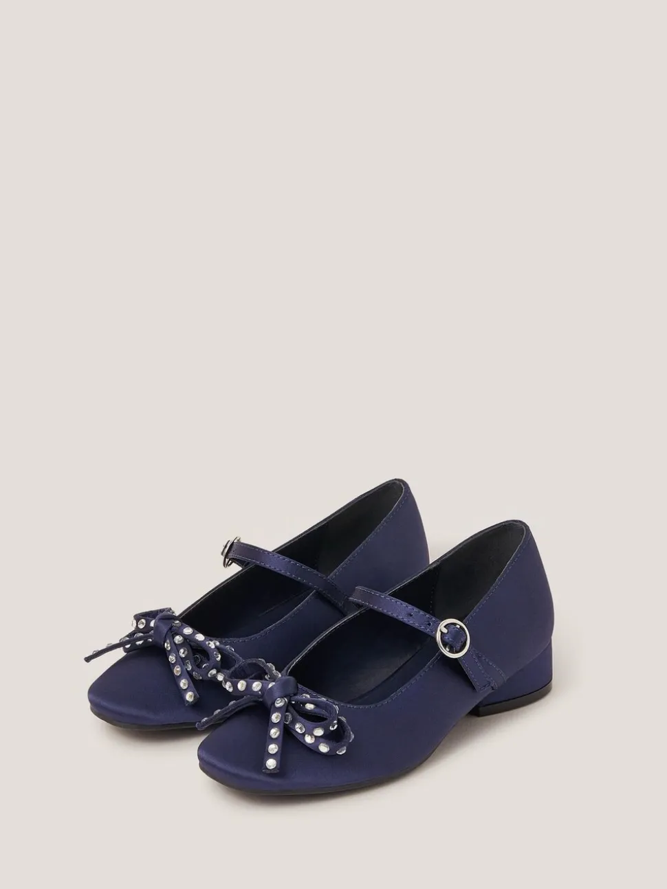 Monsoon Blue Diamante Bow Ballet Heels