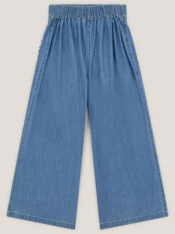 Monsoon Blue Embroidered Pocket Chambray Trousers