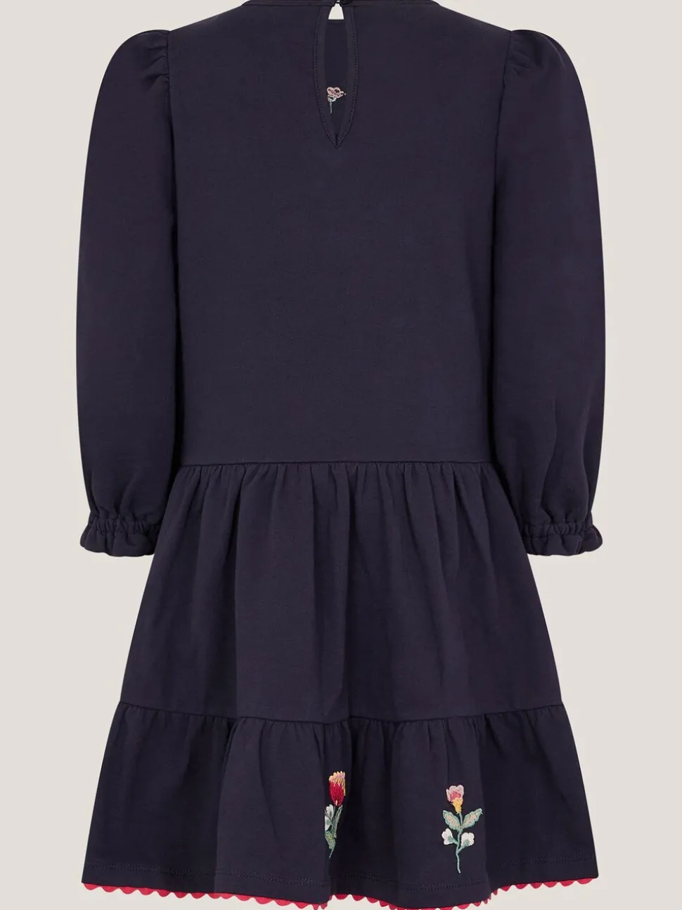 Monsoon Blue Floral Embroidered Tiered Dress
