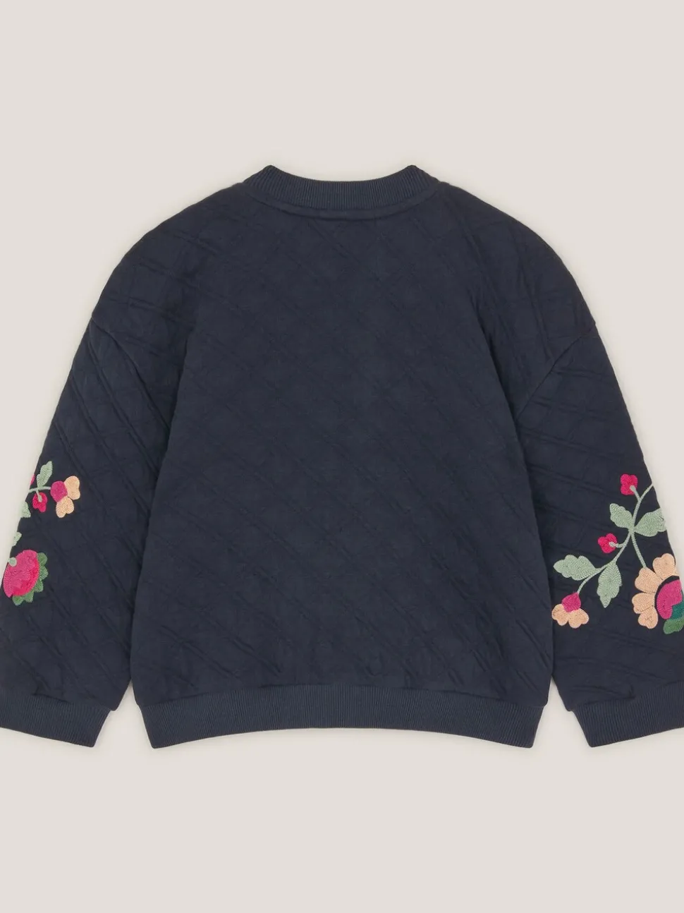 Monsoon Blue Floral Embroidered Quilted Bomber Jacket