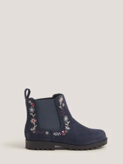 Monsoon Blue Floral Embroidered Chelsea Boots