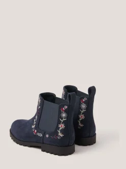 Monsoon Blue Floral Embroidered Chelsea Boots