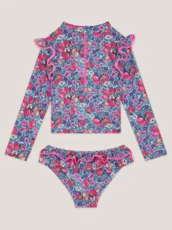 Monsoon Blue Floral Shell Print UPF50+ Long Sleeve Swim Set