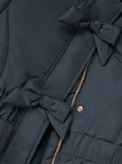 Monsoon Blue Frill Bow Hooded Coat