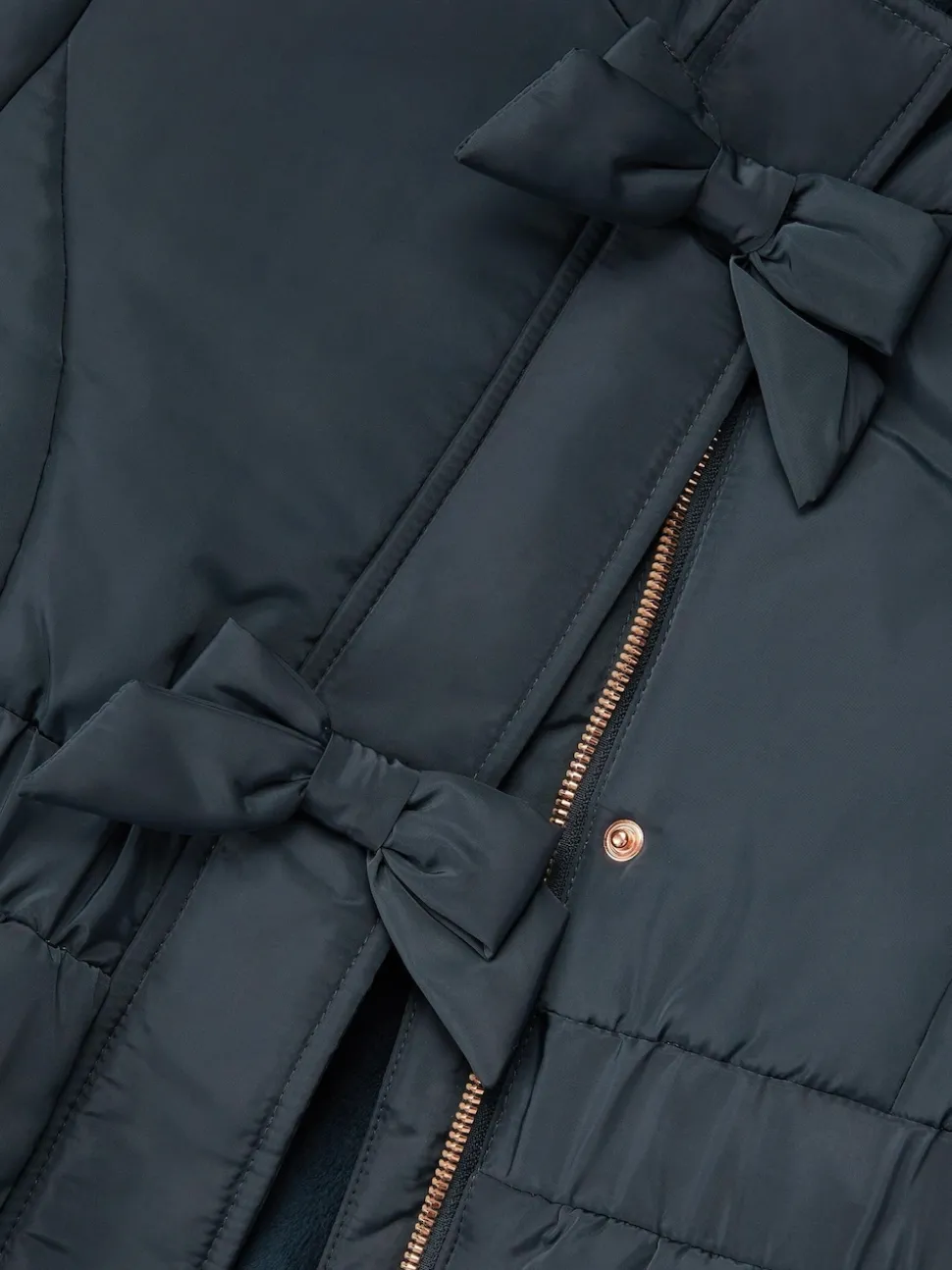 Monsoon Blue Frill Bow Hooded Coat