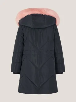 Monsoon Blue Hooded Faux Fur Puffer Coat