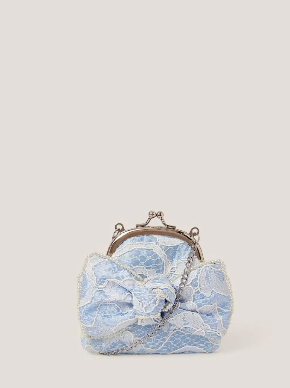 Monsoon Blue Lace Bow Bridesmaid Bag