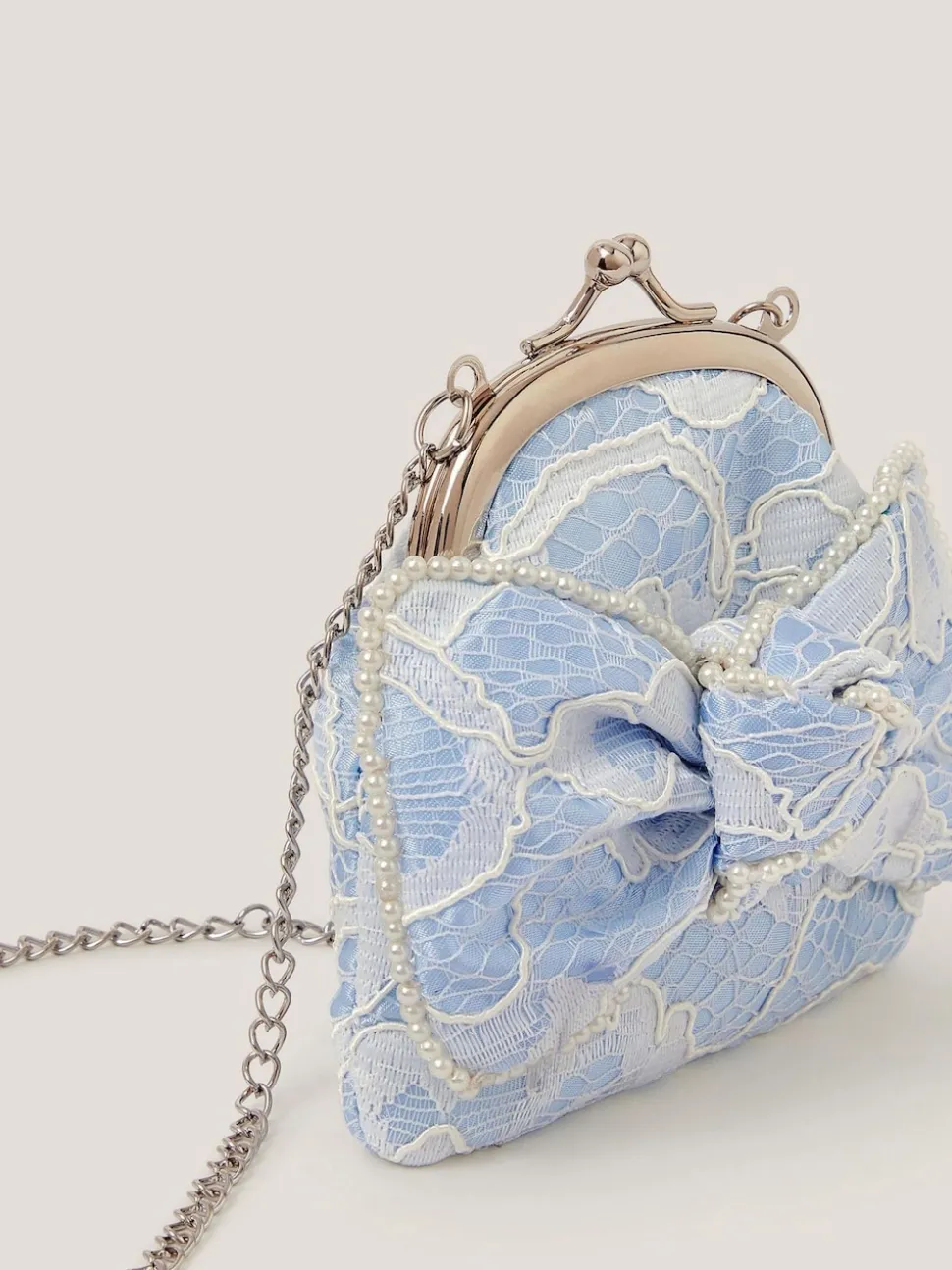 Monsoon Blue Lace Bow Bridesmaid Bag