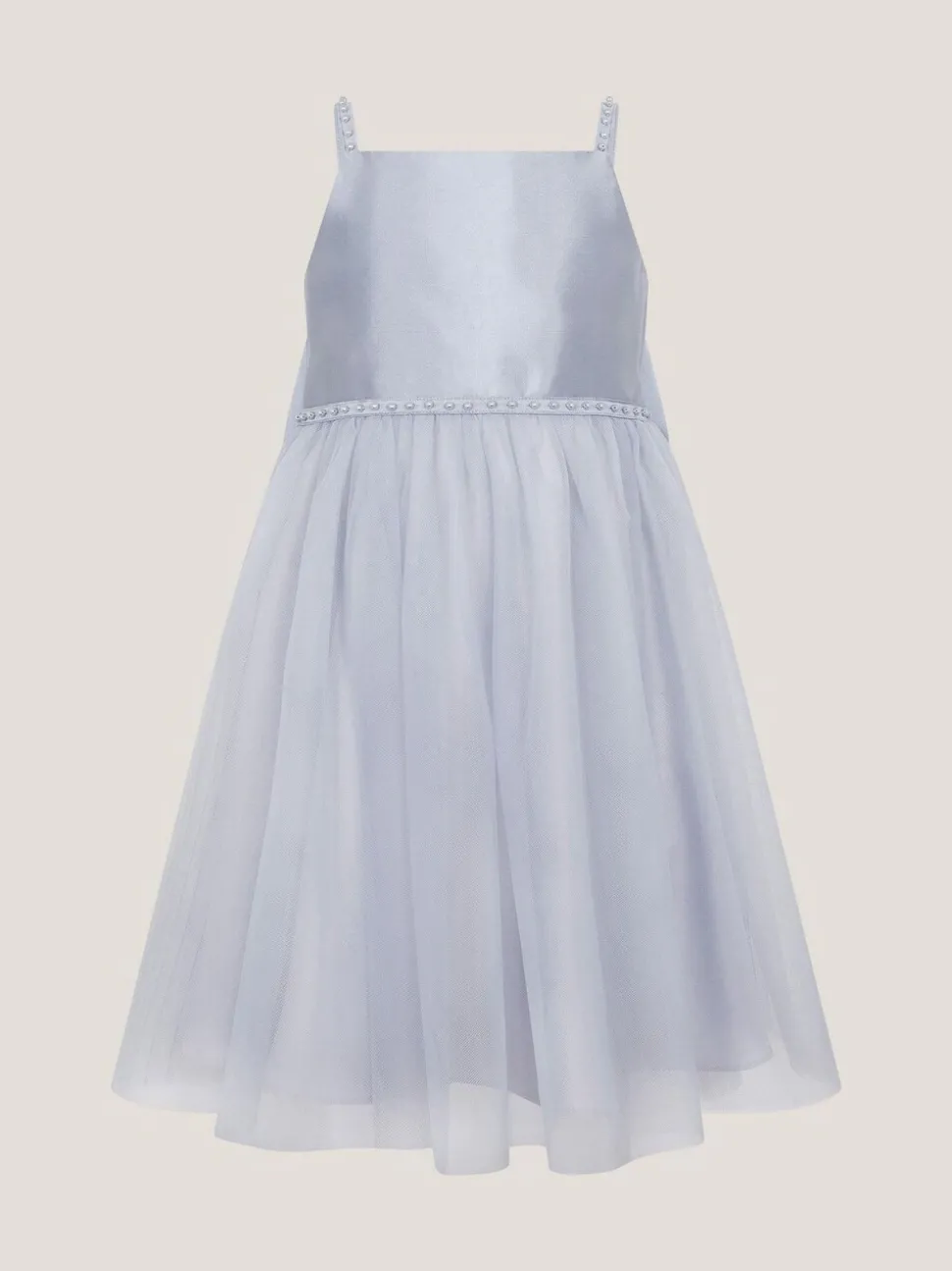 Monsoon Blue Pearl Embellished Bow Dress