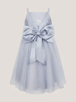 Monsoon Blue Pearl Embellished Bow Dress