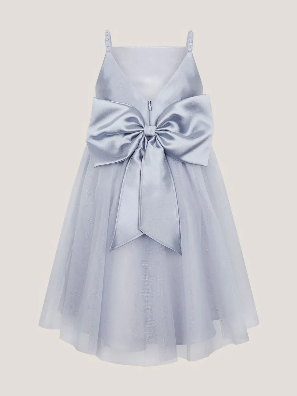 Monsoon Blue Pearl Embellished Bow Dress