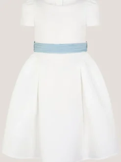 Monsoon Blue Polly Cap Sleeve Bow Party Dress