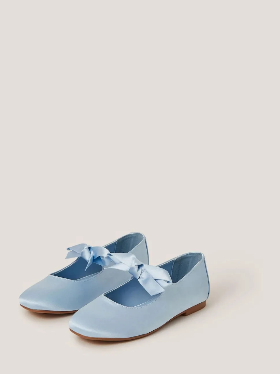Monsoon Blue Satin Bow Ballet Flats