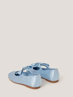 Monsoon Blue Satin Bow Ballet Flats