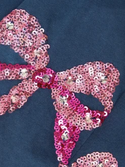Monsoon Blue Sequin Bow Leggings