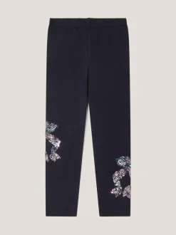 Monsoon Blue Sequin Bow Leggings