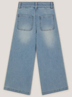Monsoon Blue Sequin Floral Embroidered Wide Leg Jeans