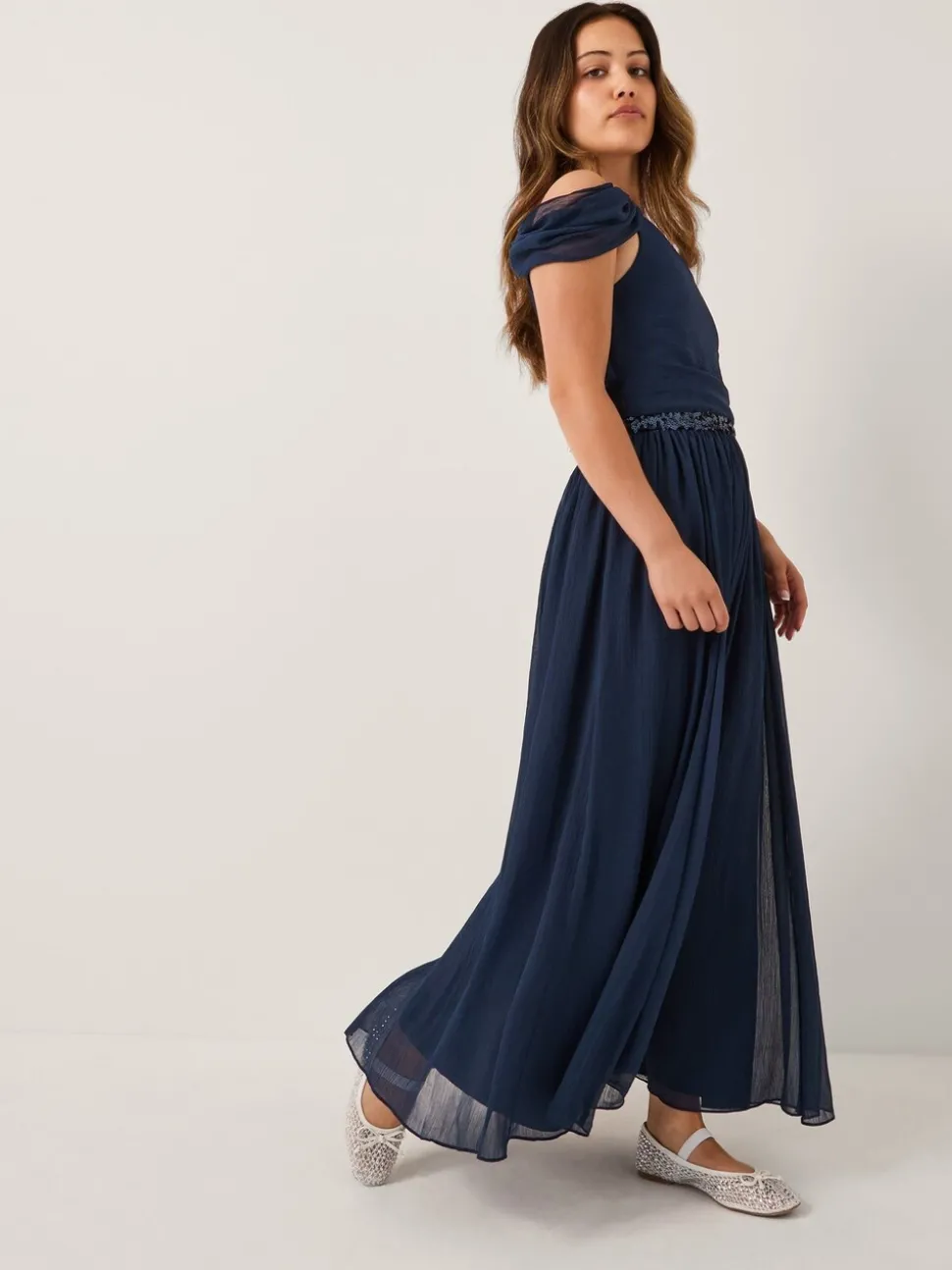 Monsoon Blue Sequin One Shoulder Prom Dress
