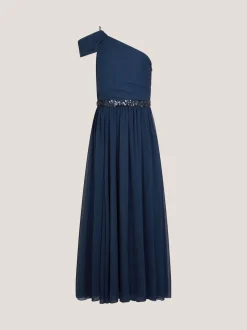 Monsoon Blue Sequin One Shoulder Prom Dress