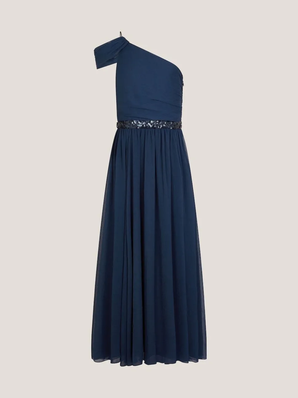 Monsoon Blue Sequin One Shoulder Prom Dress