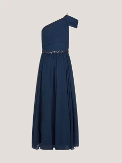 Monsoon Blue Sequin One Shoulder Prom Dress