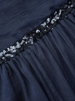 Monsoon Blue Sequin One Shoulder Prom Dress