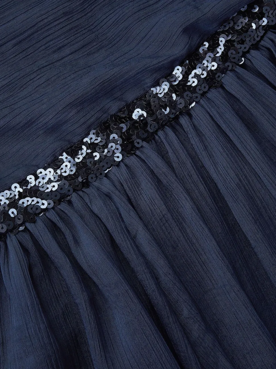 Monsoon Blue Sequin One Shoulder Prom Dress