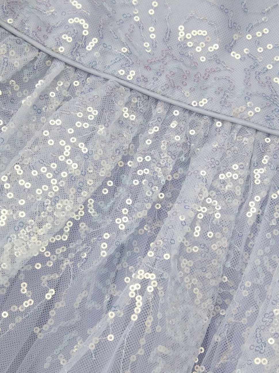 Monsoon Blue Sequin Puff Sleeve Tiered Party Dress