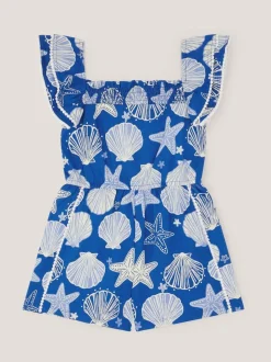 Monsoon Blue Shell Print Playsuit